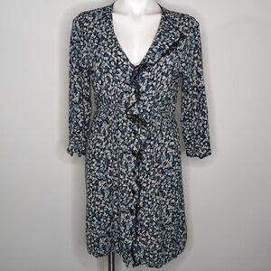 ✨3/$15  UO Pins and Needles blue leaf ruffle dress L